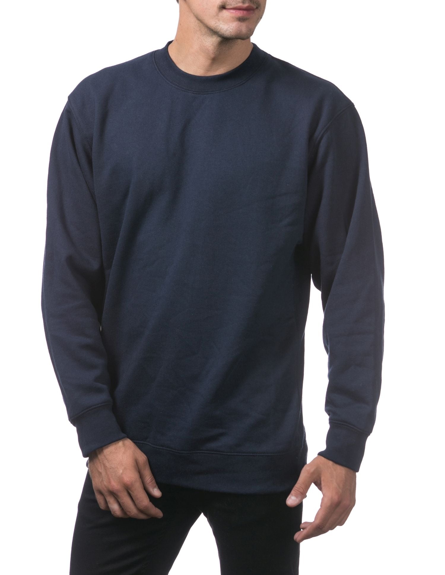 Pro Club Men's Comfort Crew Neck Fleece Pullover Sweater - Navy - Large - Pro-Distributing