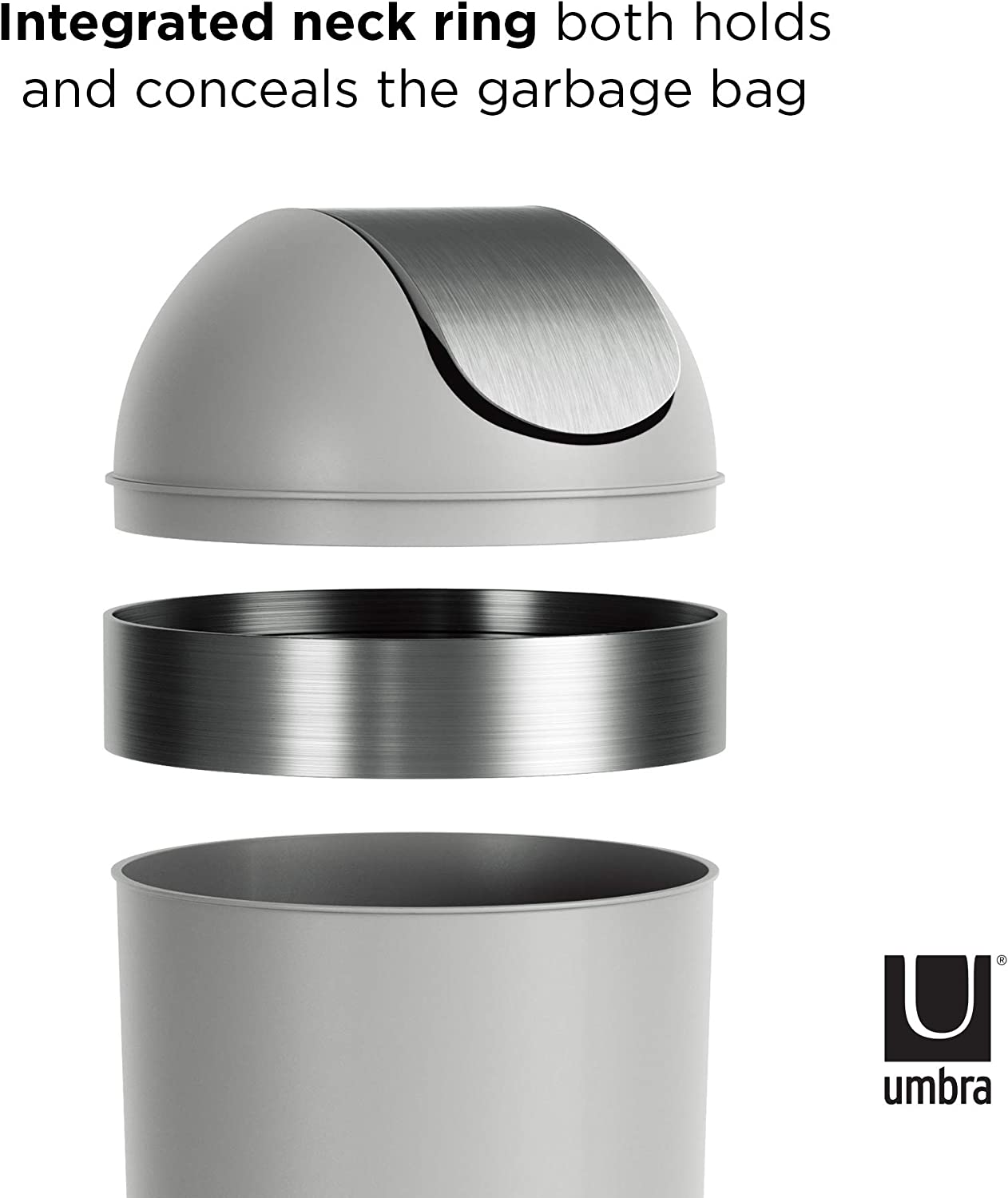 Venti 16 Gallons Plastic Swing Top Trash Can - Grey - Pro-Distributing