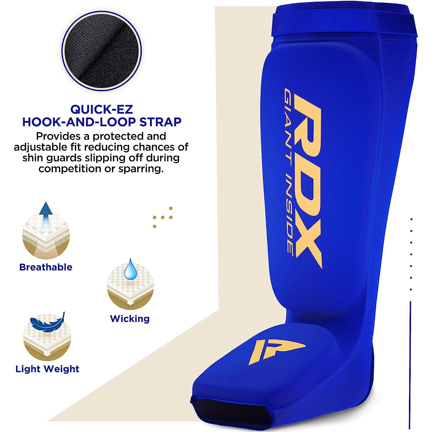 RDX SI Gel Padded Shin Guards Leg Instep Protection Pads for MMA, BJJ, Kickboxing, Muay Thai, Training - BLUE - EXTRA LARGE - Pro-Distributing