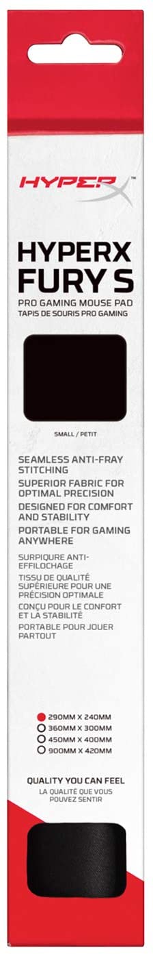 HyperX FURY S - Pro Gaming Mouse Pad, Cloth Surface Optimized for Precision, Stitched Anti-Fray Edges, Small 290x240x3mm - Pro-Distributing