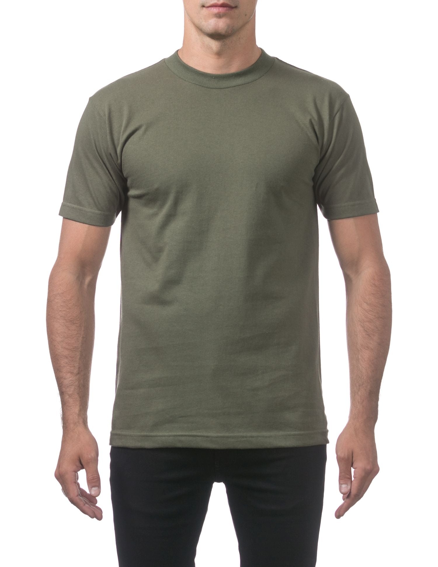 Pro Club Men's Comfort Cotton Short Sleeve T-Shirt - Olive Green - Small - Pro-Distributing