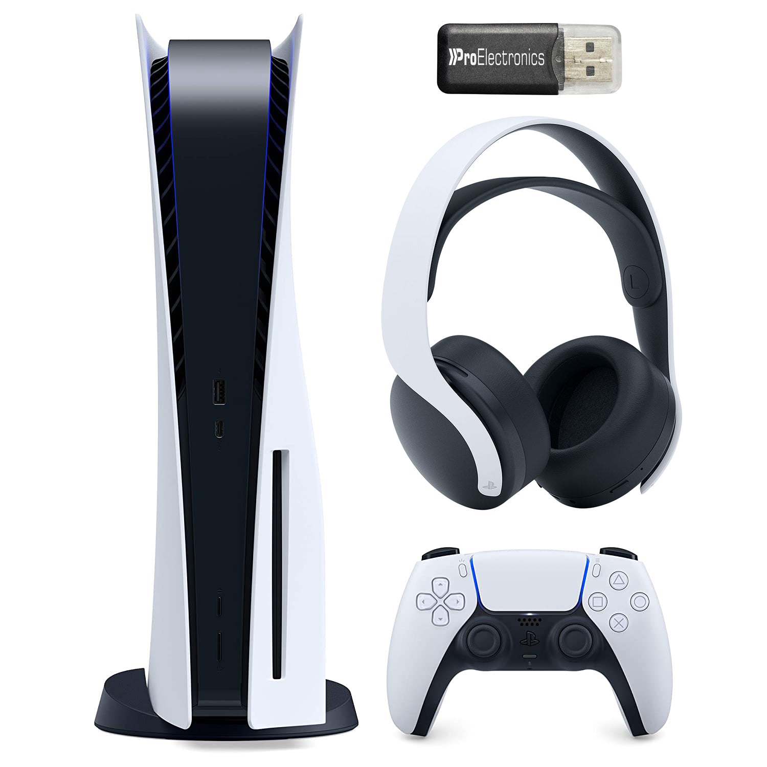 Sony Playstation 5 Disc Version with PULSE 3D Wireless Gaming Headset and Micro SD Card USB Adapter Bundle - Pro-Distributing