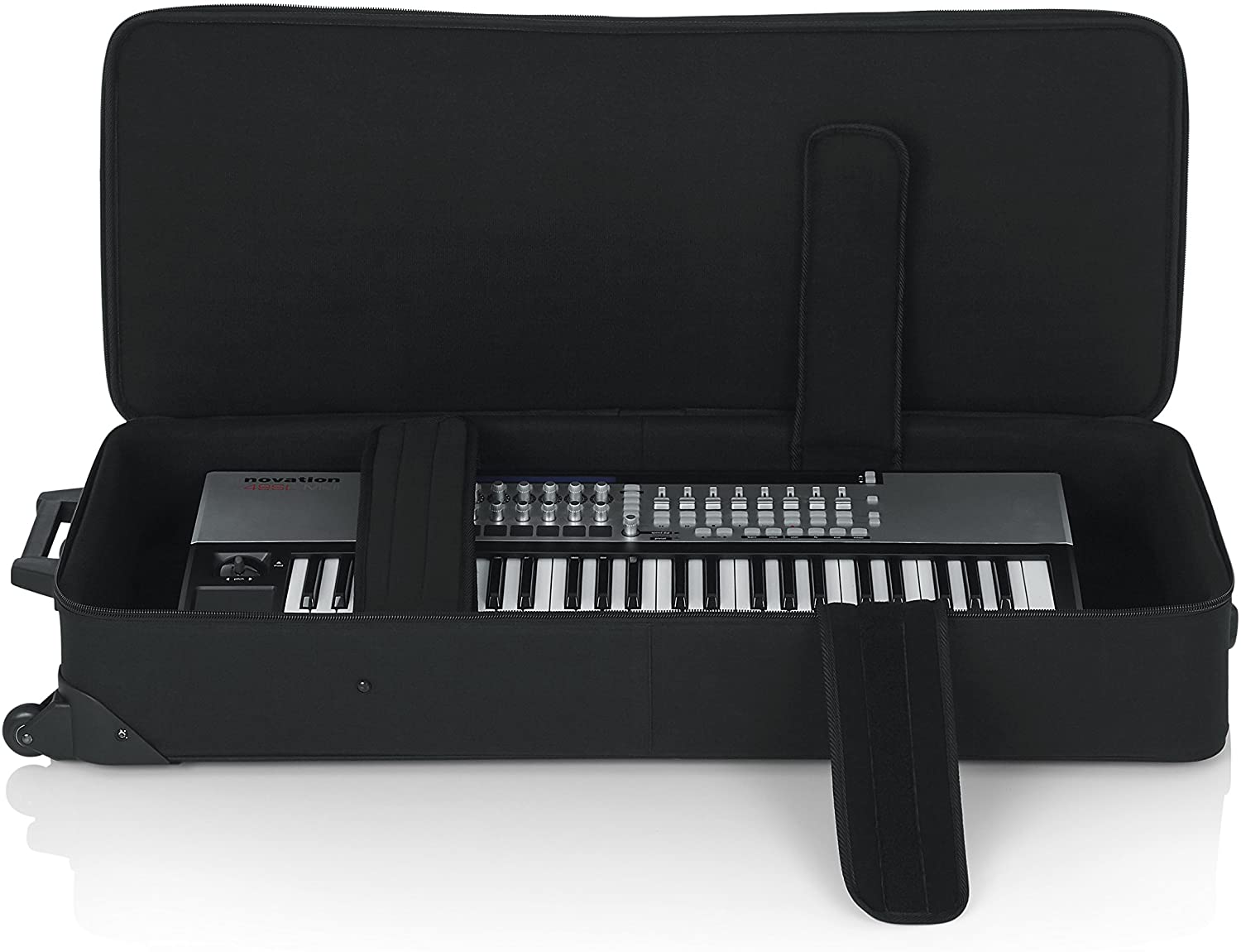 Gator Lightweight Case with Retractable Pull Handle and Wheels Fits Standard 49 Note Keyboards and Electric Pianos (GK-49) - Pro-Distributing