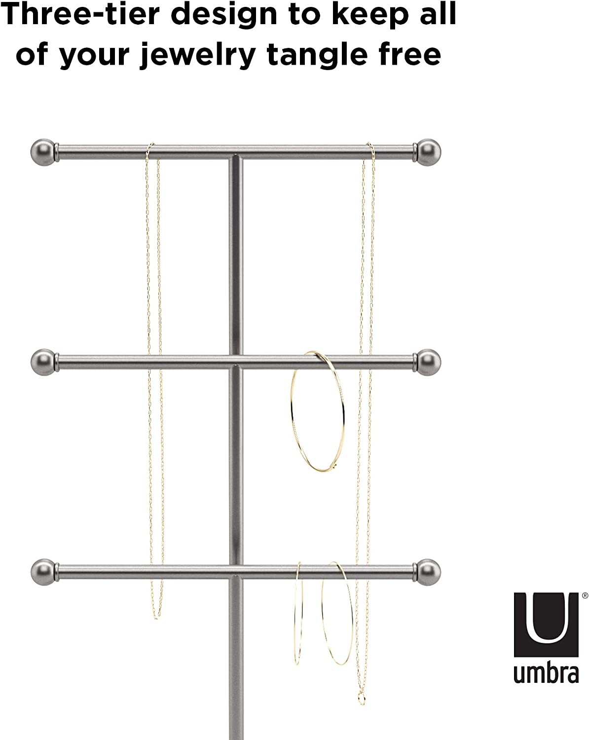 Umbra Trigem Jewelry Stand, White/Nickel - Pro-Distributing