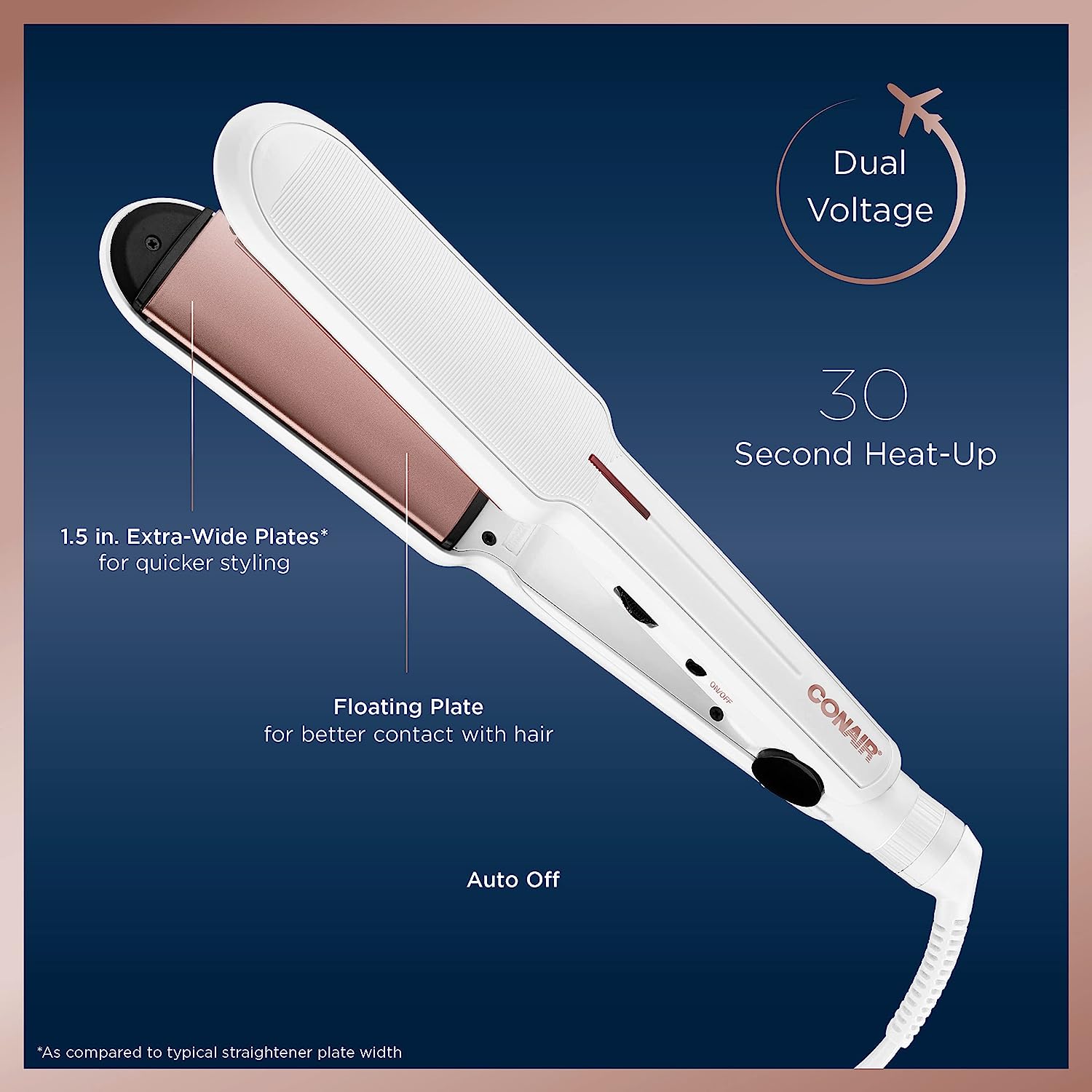 Conair Double Ceramic 1.5″ Flat Iron Hair Straightener - White - Pro-Distributing
