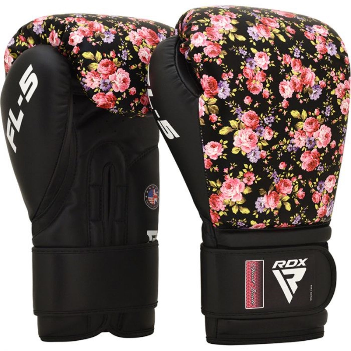 RDX FL6 Boxing Gloves for MMA, BJJ, Muay Thai, Training - Black Floral - 8 oz - Pro-Distributing