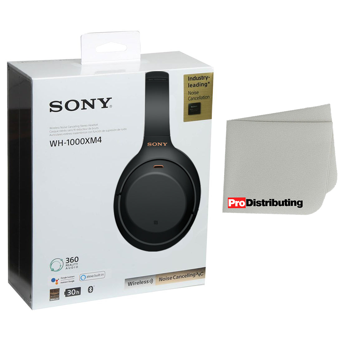 Sony Wireless Noise Canceling Over-the-Ear Headphones with Microfiber Cloth - Black - WH1000XM4B - Pro-Distributing