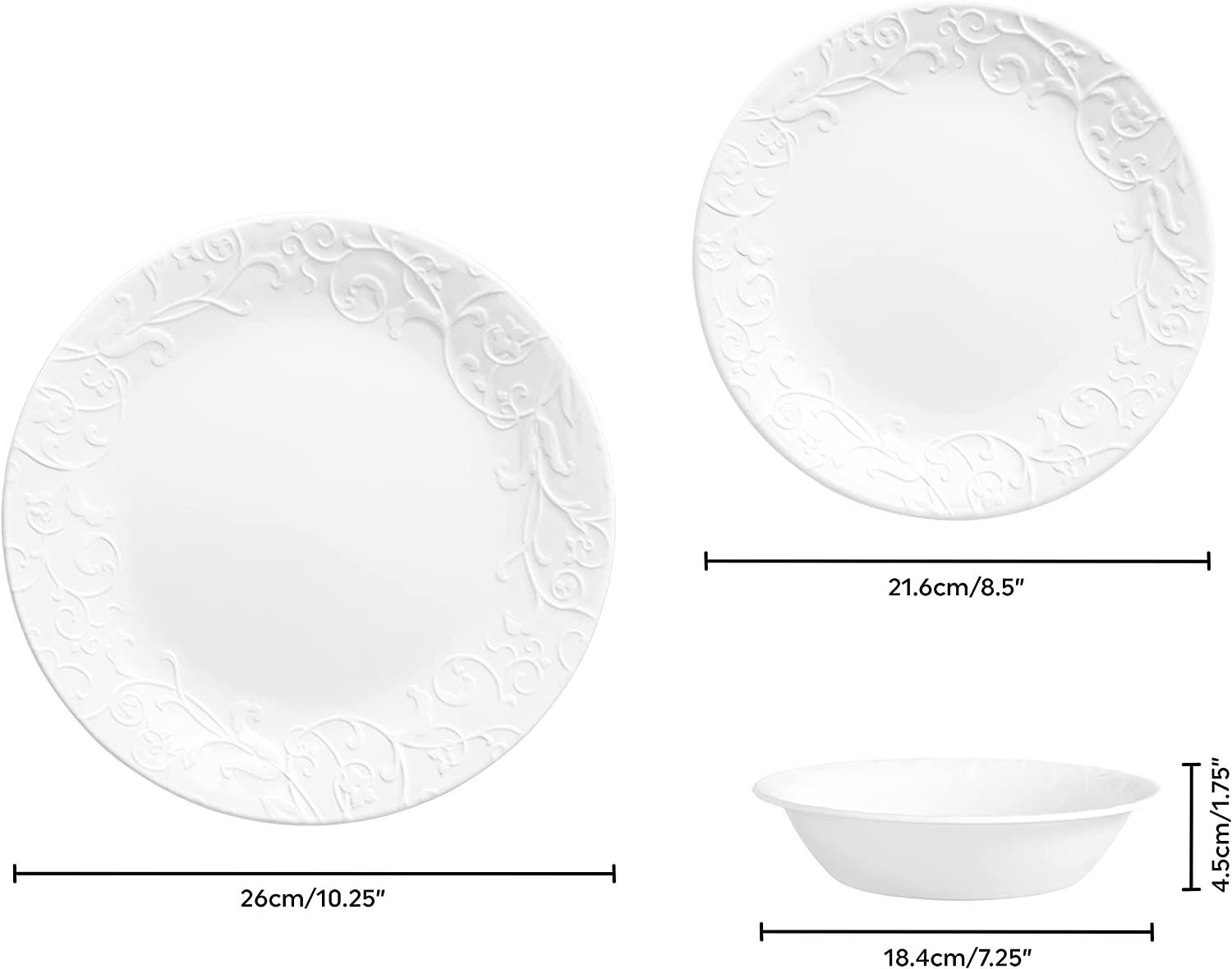 Corelle Bella Faenza 12 piece Dinnerware Set - White - Pro-Distributing