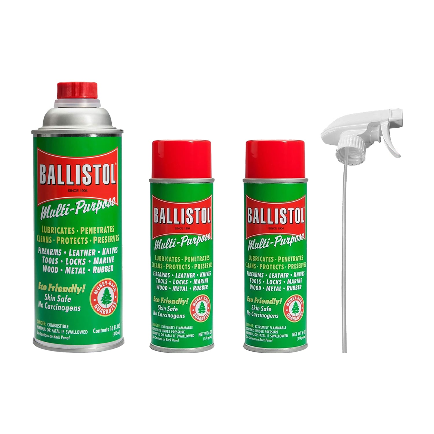 Ballistol 16 oz Multi-Purpose Oil Lubricant Cleaner Protectant and 2x 6oz Aerosol Spray with Trigger Spray - Pro-Distributing